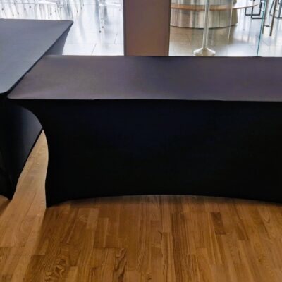 6ft rectangular table with black spandex