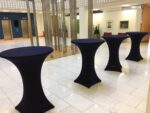 High Bar Tables with Navy Spandex